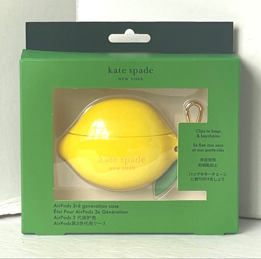 Kate Spade AirPods Gen 3 Case Lemon Drop Yellow Silicone Clip